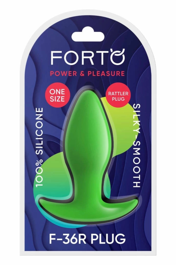 FORTO F-36R Rattler T Plug Green silikonowy korek intymny z kulką, średni, zielony