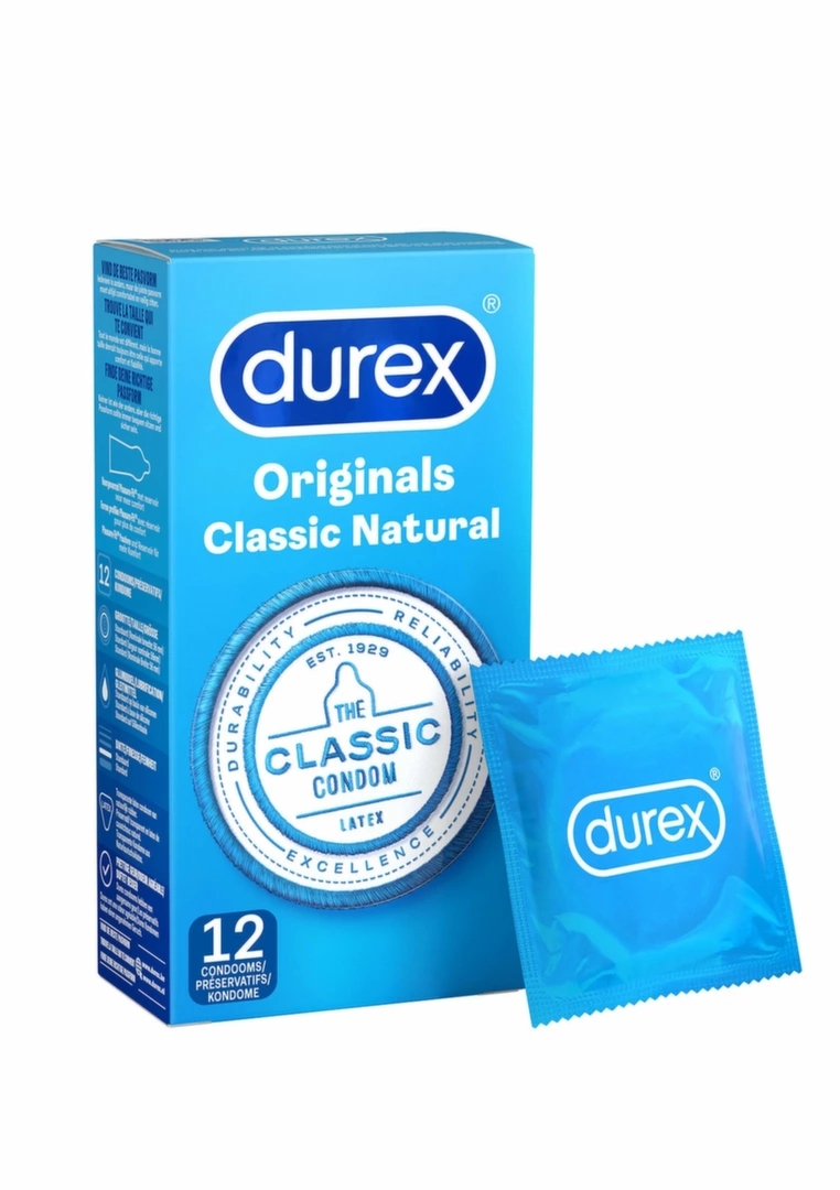 Durex Classic Natural 6 szt. – prezerwatywy lateksowe 56mm, anatomiczny kształt Pleasure-Fit