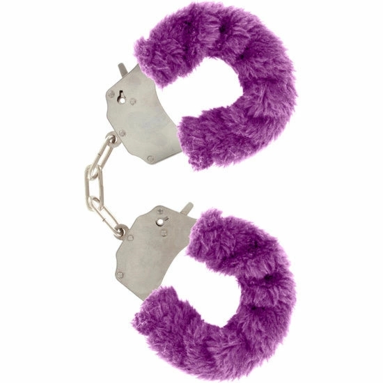 TOYJOY Furry Fun Mankietki z Pluszem Fioletowe – Stalowy Łańcuszek, Regulowane