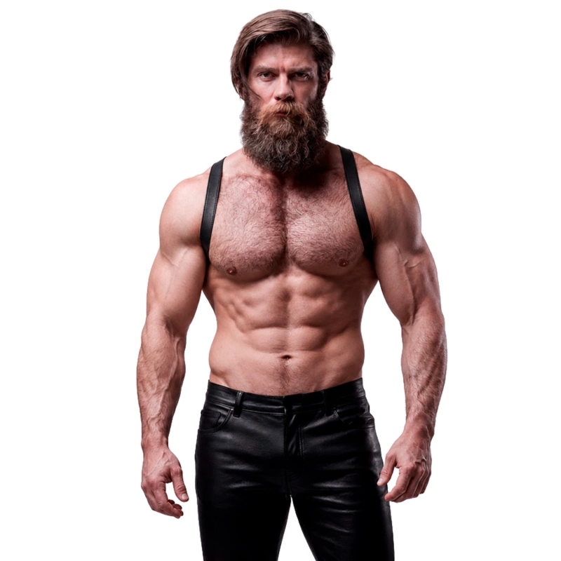 Fetish Submissive Attitude uprząż męska z eko-skóry, regulowana, czarna – anatomiczny model