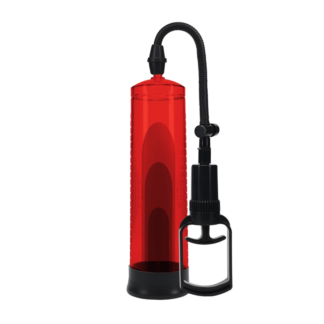 Shots Toys Basic Pump 2 pompa prożniowa wodoodporna czerwona z cylindryczną komorą