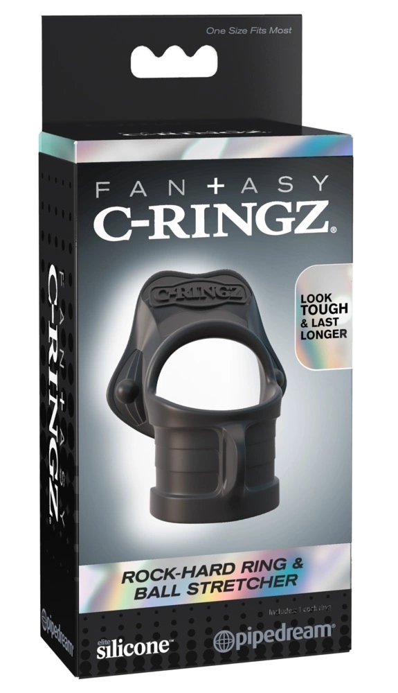 Fantasy C-Ringz czarny silikonowy pierścień podwójny 3,8/3,3 cm, elastyczny system wsparcia