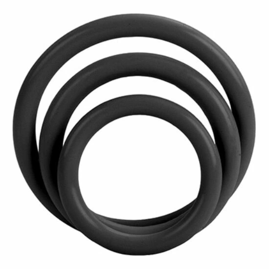CalExotics Tri-Rings Czarny zestaw 3 pierścieni silikonowych, różne rozmiary