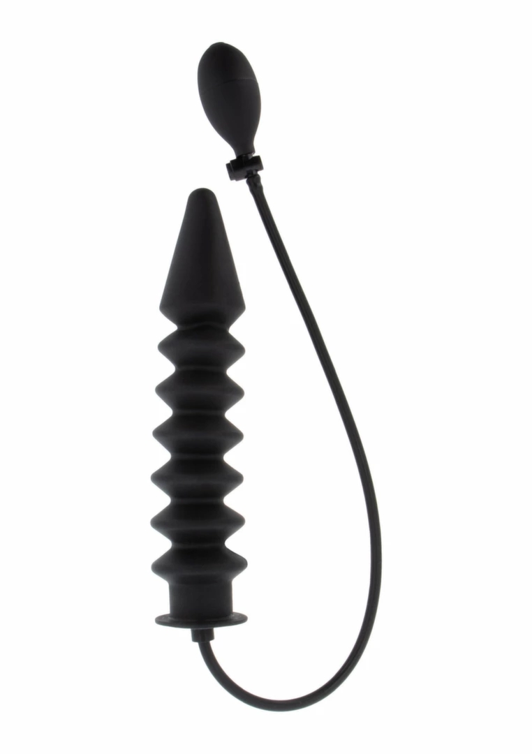 EXTREME Inflatable Ribbed Plug Expert silikonowy, pompowany model z żebrowaniem, czarny