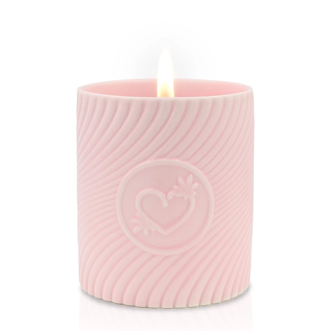 HighOnLove Pink Candle Strawberries & Champagne – świeca do masażu, 120ml, truskawki