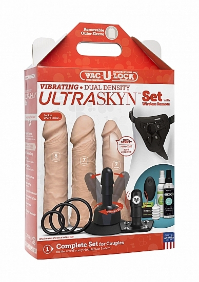 ZESTAW AKCESORIÓW DO ZABAW EROTYCZNYCH 1053-05-BX - Vibrating Dual Density ULTRASKYN Set - Vanilla