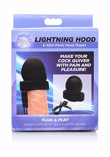 Nakładka na główkę penisa z E-stymulacją - Czarna AG139 - Lightning Hood E-stim Penis Head Teaser - Black