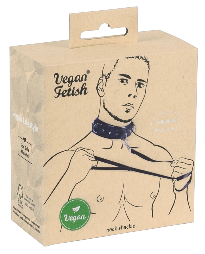Vegan Fetish Kołnierz z ekoskóry z ozdobnymi kolcami i smyczą 112 cm – regulowany, wegański