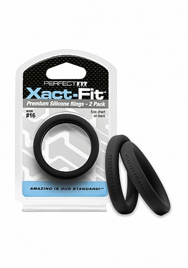 Zestaw Pierścieni na penisa Xact-Fit Cockring 2-pak w rozmiarze # 16 - czarny CR-79B - #16 Xact-Fit Cockring 2-Pack - Black