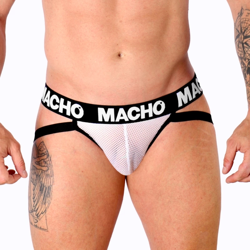 Macho MX26X1 Jock Grid biały S – siateczkowy jockstrap sportowy, przewiewna konstrukcja