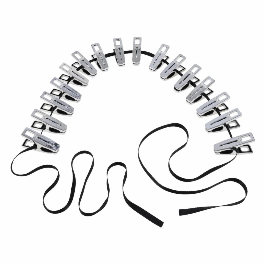 Sportsheets Edge Body Zipper Clothes Pins srebrny – zestaw 16 klipsów z silikonowymi końcówkami, 244 cm