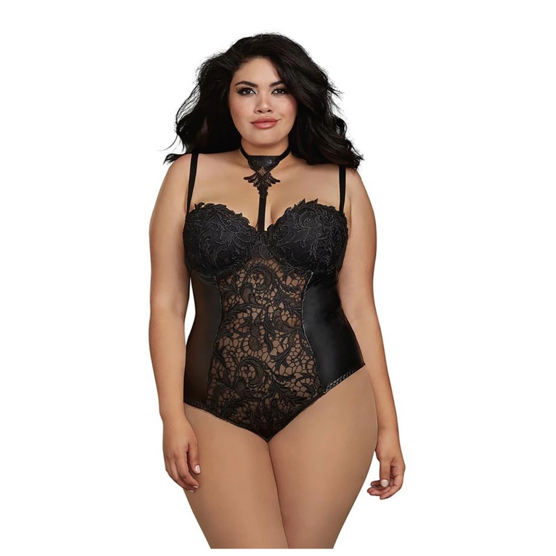 Dreamgirl Body NH 3XL elegancki model plus size, czarny, elastyczny materiał
