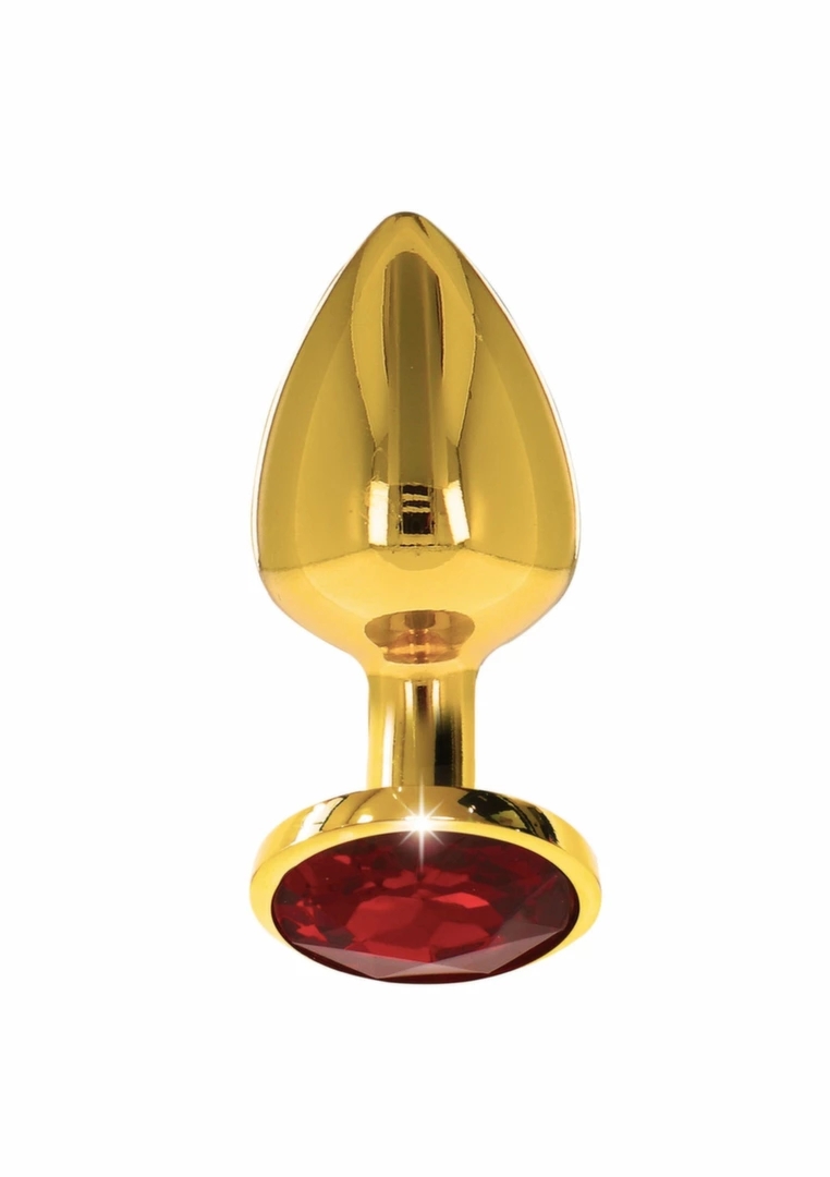 Taboom Plug With Diamond Jewel S anatomiczny złoty model z czerwonym kryształem, aluminium
