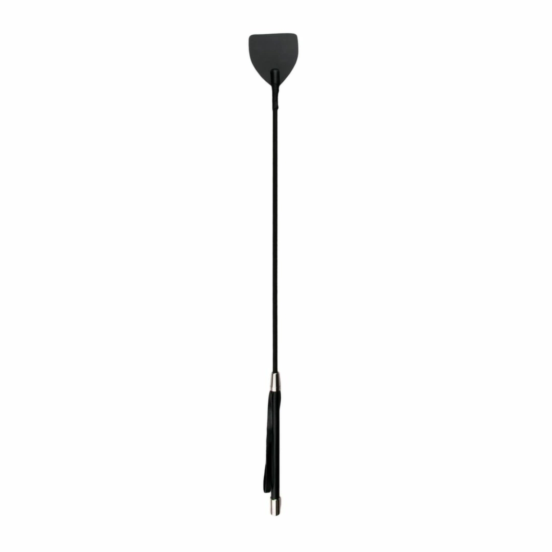 Ouch! Czarna skórzana batuta z metalowymi wykończeniami 45 cm – naturalna skóra