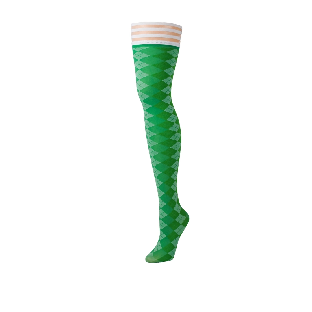 Kix'ies Golf Collection Pończochy do uda argyle, silikonowy system antypoślizgowy