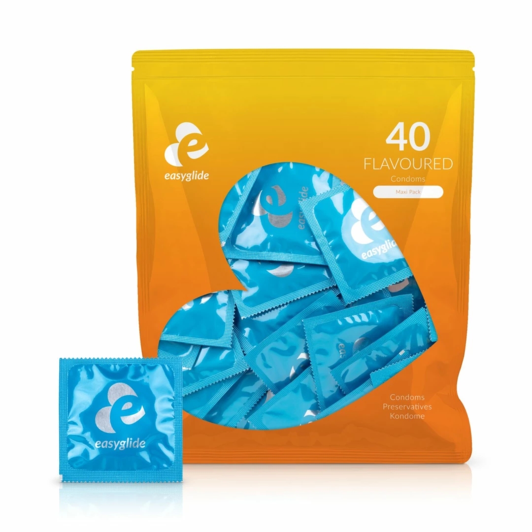 EasyGlide Prezerwatywy Owocowe 40 szt. – anatomiczne, wielosmakowe, transparentny lateks