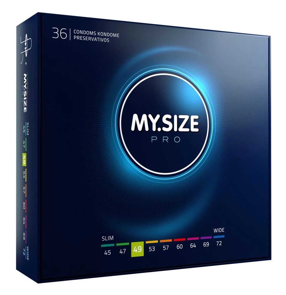 MY.SIZE PRO 49 mm 36 szt. – precyzyjne prezerwatywy Vytex, ultracienkie