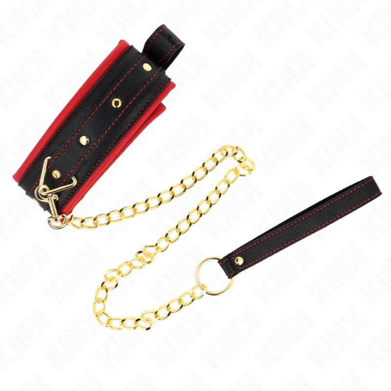 KINK Obroża z regulacją i smyczą 33-48 cm, czarna tkanina, szerokość 5,7 cm