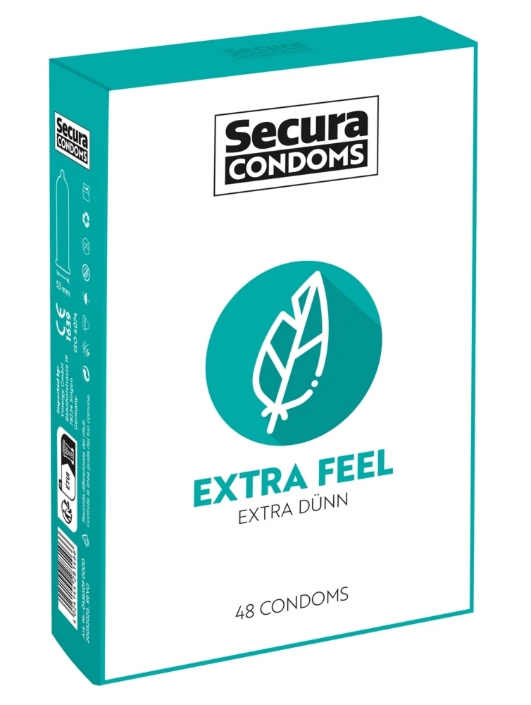 Secura Extra Feel 48 szt. prezerwatywy ultra cienkie, silikonowa powłoka, gładka powierzchnia