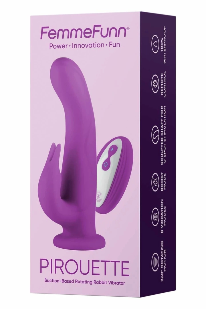 FemmeFunn Pirouette Purple obrotowy model z pilotem, silikon premium, 8 trybów, przyssawka