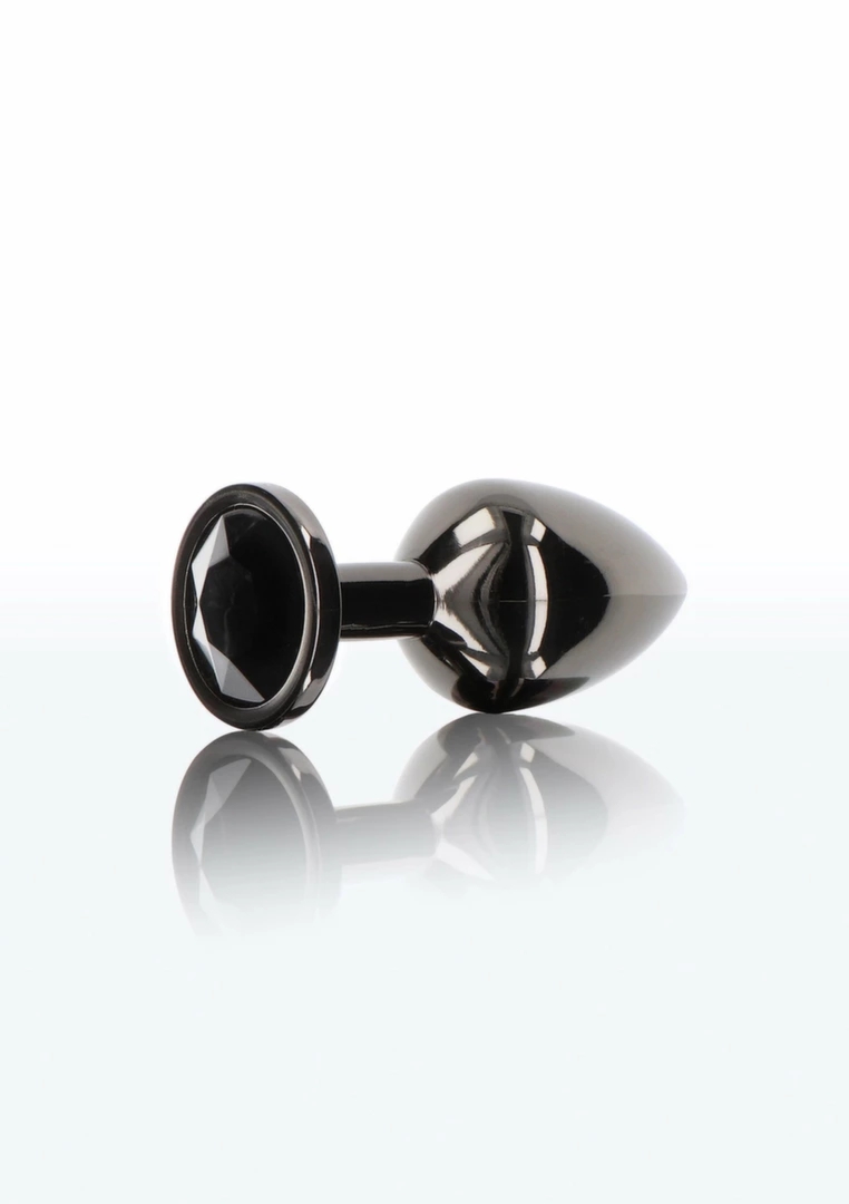TABOOM Butt Plug With Diamond Jewel M – aluminiowy model z czarnym kryształem, średni