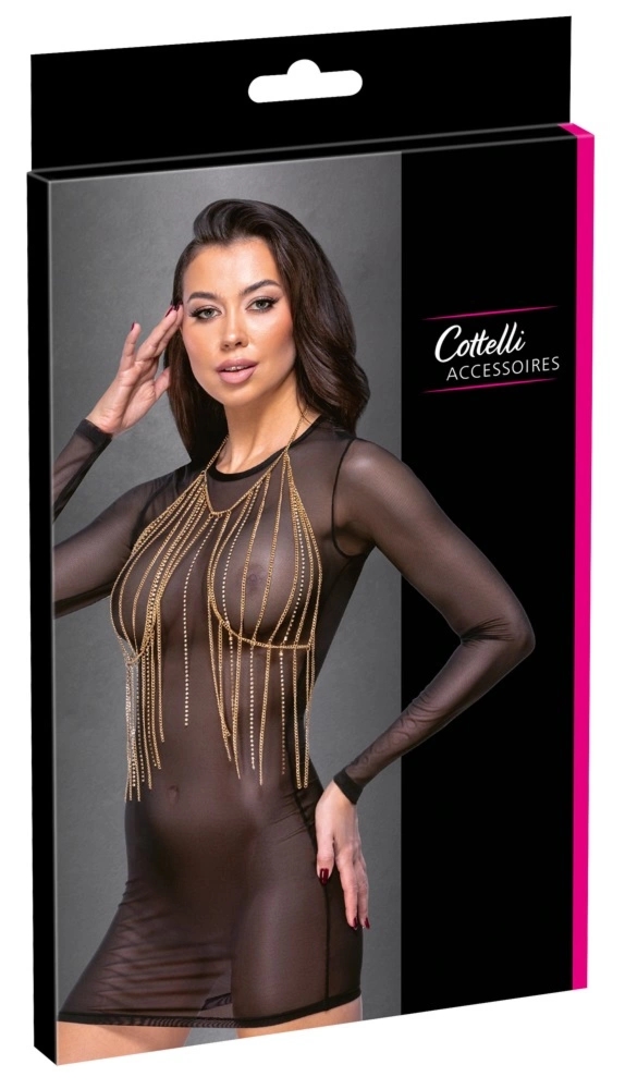 Cottelli ACCESSOIRES Top łańcuszkowy złoty z dżetami i regulowanym zapięciem