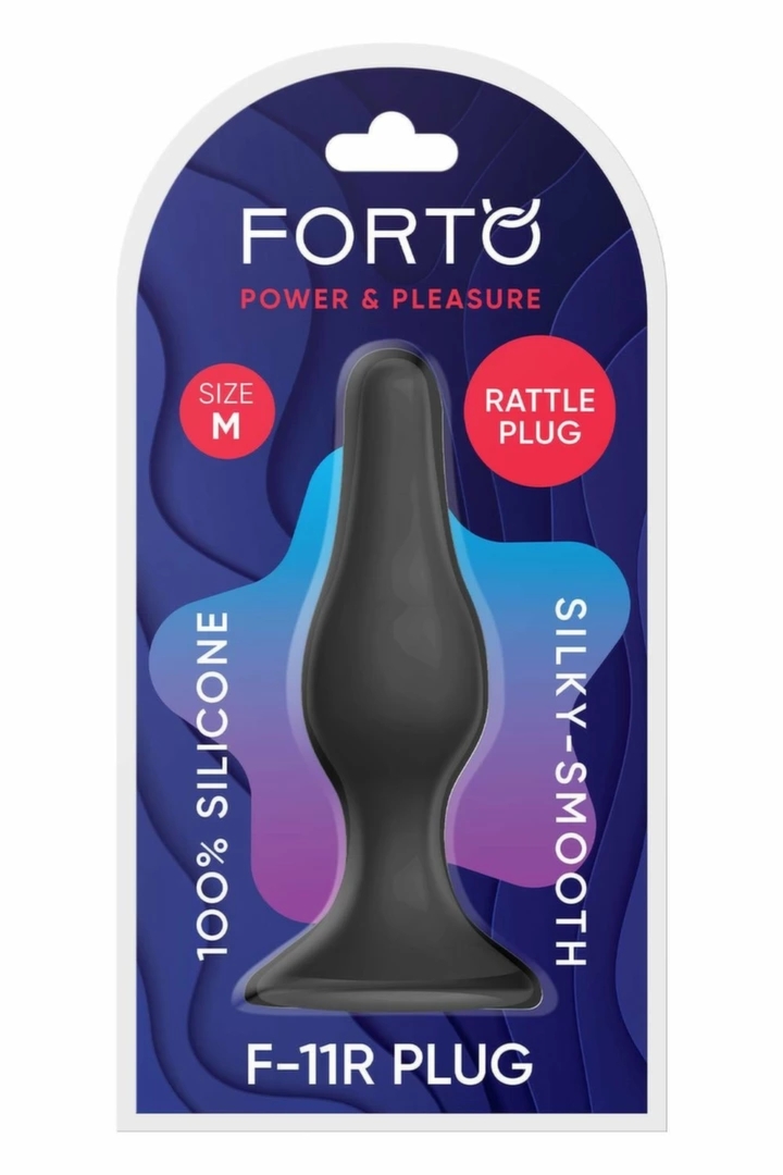 FORTO F-11R RATTLER LUNGO Medium Czarny silikonowy model z kulką, przyssawka, czarny