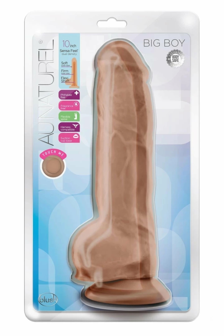 Au Naturel Big Boy 10" Mocha model anatomiczny z przyssawką, FlexiShaft™, Sensa Feel®