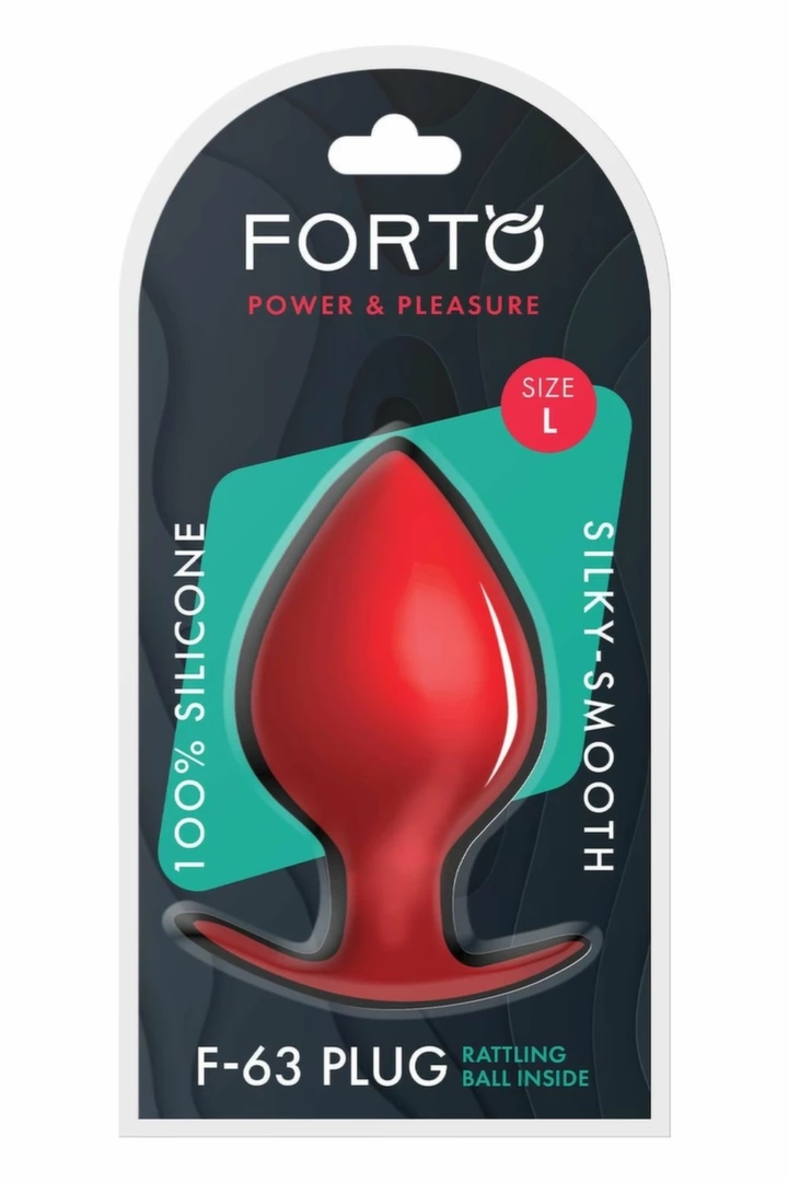 FORTO F-63 Rattler Spade Large Red silikonowy korek intymny z kulką, duży, czerwony