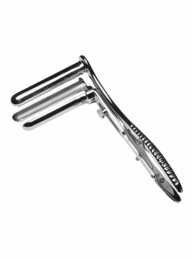 Master Series Speculum 3-ramienny stalowy, regulowany, 9 cm, precyzyjna kontrola