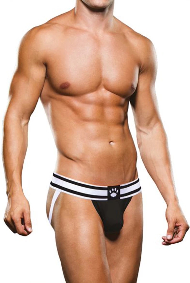 Prowler Jock Strap Męski M czarno-biały, otwarty tył, elastyczny pas z logo