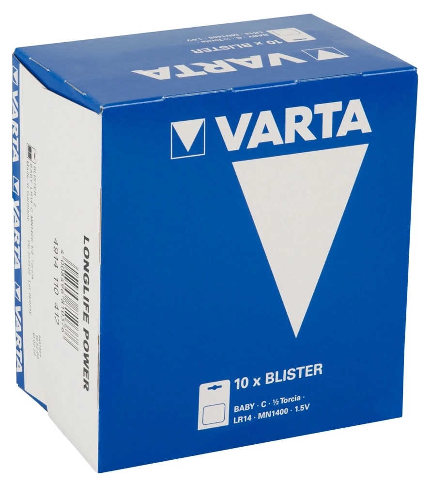 Varta LR14 Bateria C 1,5V 1400mAh 20 szt. – zestaw alkalicznych ogniw do urządzeń o dużym poborze energii