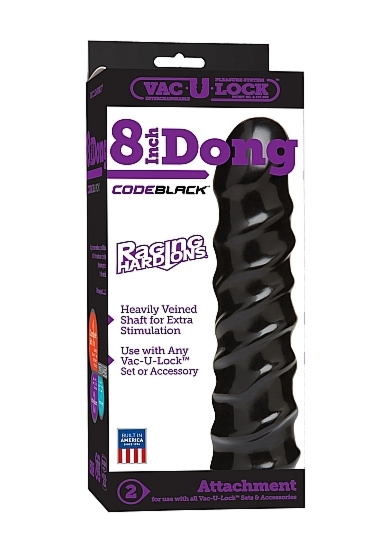 Spiralne Dildo w kolorze czarnym Vac-U-Lock - 1016-28-BX - CodeBlack - 8 Inch Dong - Raging Hard-Ons