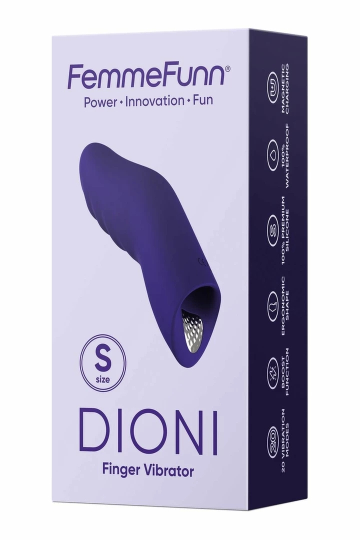 FemmeFunn Dioni Small Dark Purple – kompaktowy wibrator na palec, 20 trybów, funkcja Boost