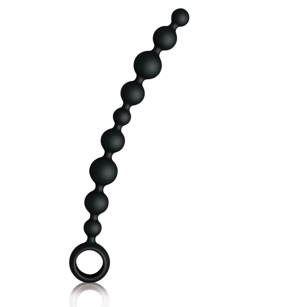 Joydivision Joyballs Long Black – silikonowy łańcuszek anatomiczny, 29,8 cm, czarny, elastyczny