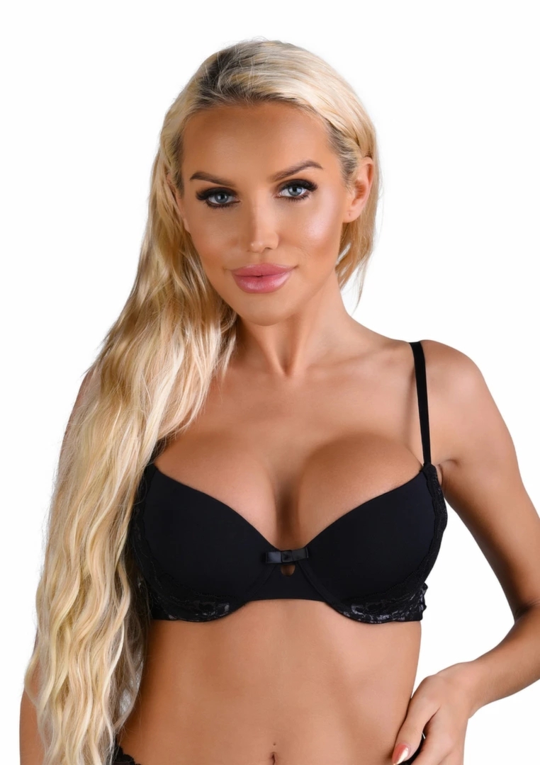 LingaDore Push-up Bra z koronkowym tyłem racerback, czarny, wkładki push-up