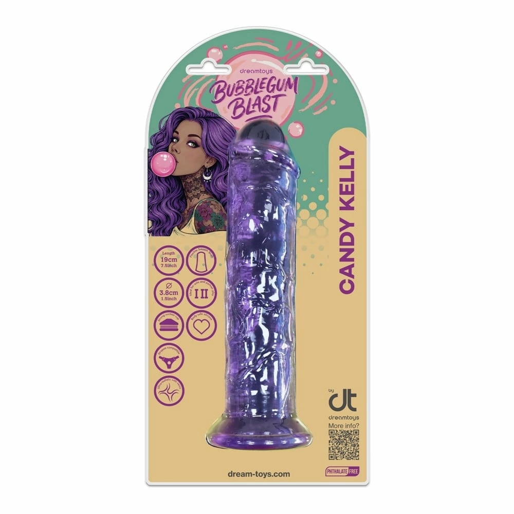 Bubblegum Blast Candy Kelly Purple Classic Jelly 19 cm elastyczny model TPE z anatomicznym trzonem