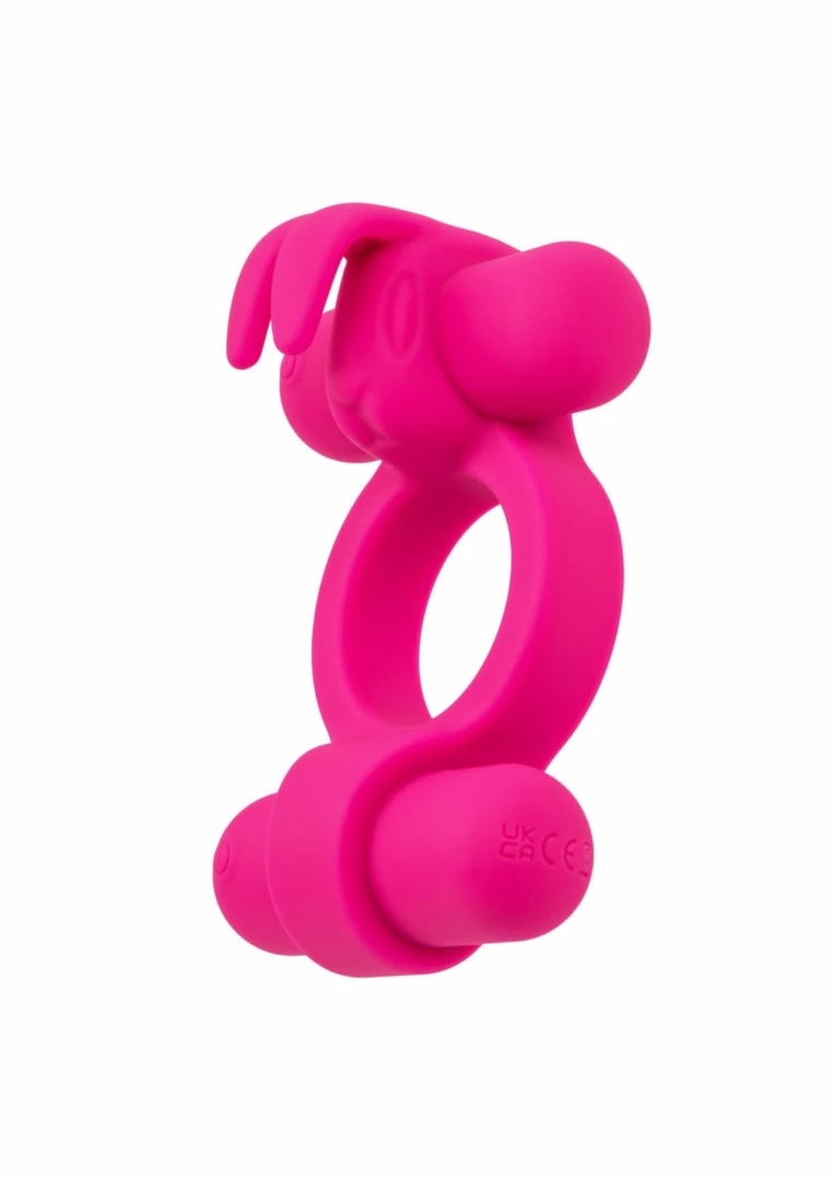 CalExotics Rechargeable Rockin Rabbit silikonowy pierścień wibracyjny USB, podwójny silnik