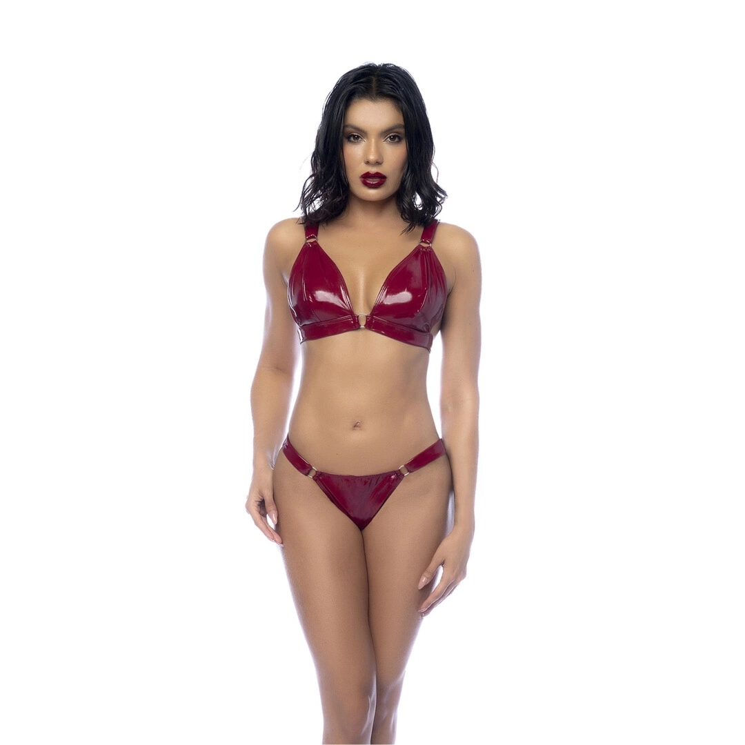 Noir Handmade Komplet Winylowy Dwuczęściowy S Gloss Wine Red z pierścieniami