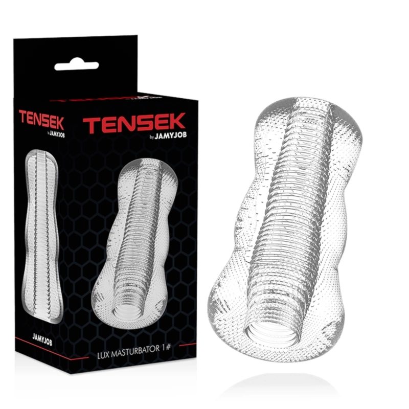JAMYJOB Tensek 1 Transparentna maszyna intymna TPE ULTRASKYN, spiralna tekstura, 16 cm