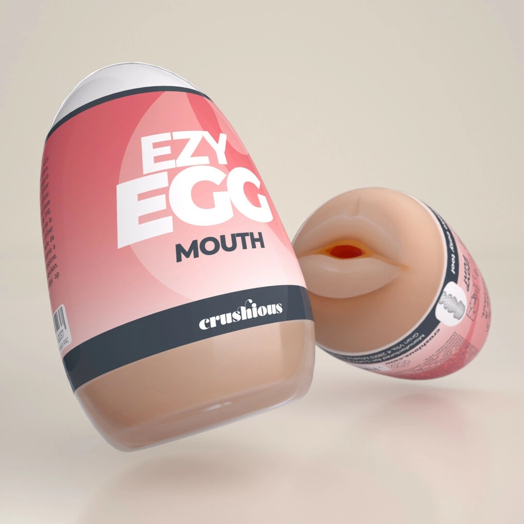 Crushious Ezy Egg Mouth Red – Elastyczna Maszyna Intymna, TPE/ABS, Kompaktowy Model