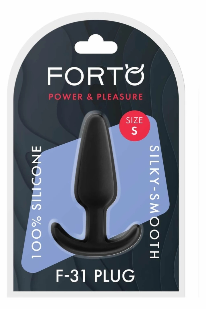 FORTO F-31 Plug Small Black silikonowy anatomiczny model z kotwicą, czarny, rozmiar S