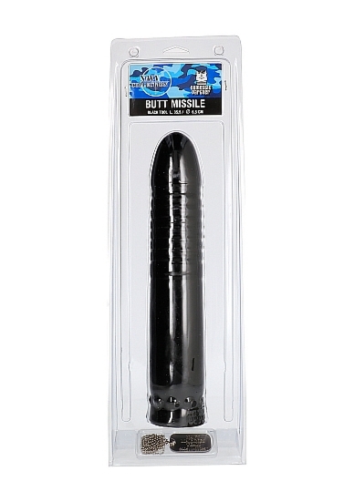 Korek analny z prążkami - Butt Missile - Czarny NAV65B