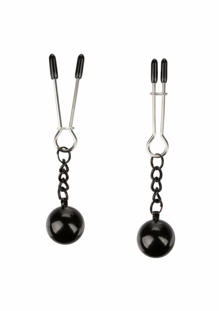 Weighted Tweezer Nipple Clamps – regulowane klamry intymne z obciążnikami, metal/silikon