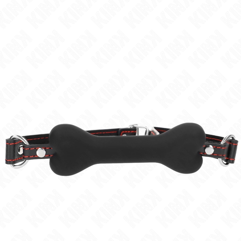KINK Czarna Kość Gag 12 cm – Silikonowy model, pasek regulowany 63x2 cm