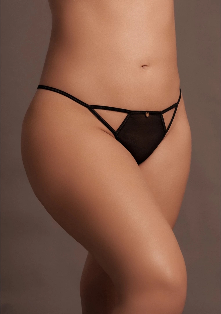 Le Desir Julie Plus Size bielizna z otwartą strefą, transparentna, czarna