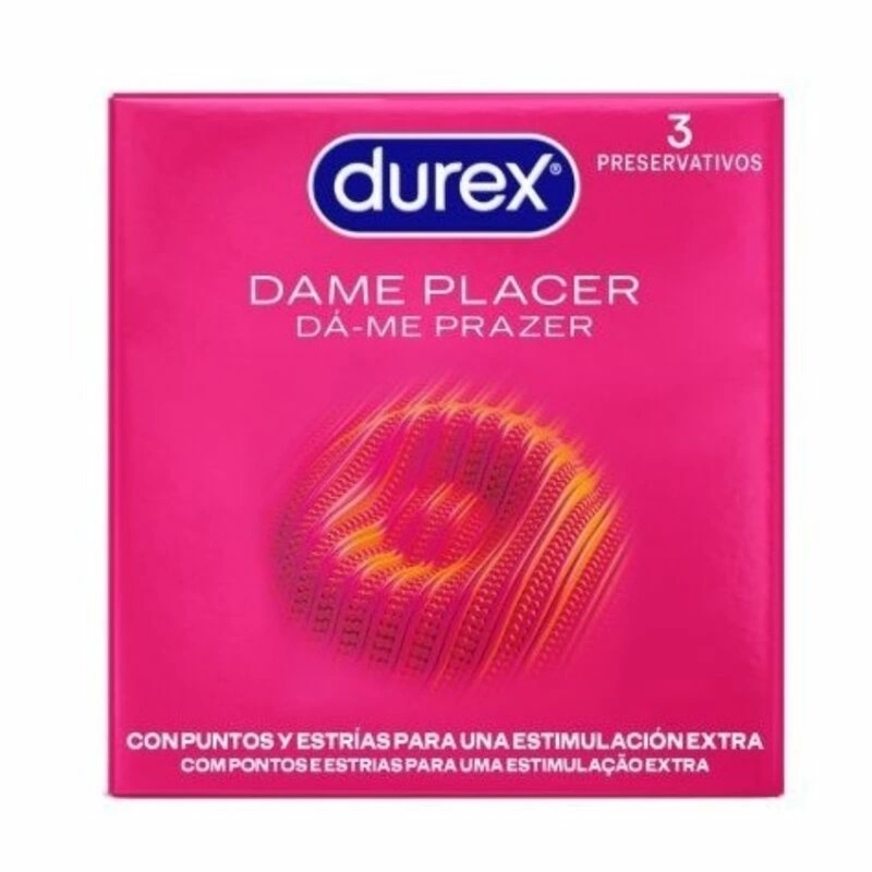 Durex Dame Placer 3 szt. anatomiczne prezerwatywy z wypustkami i prążkami Easy-On