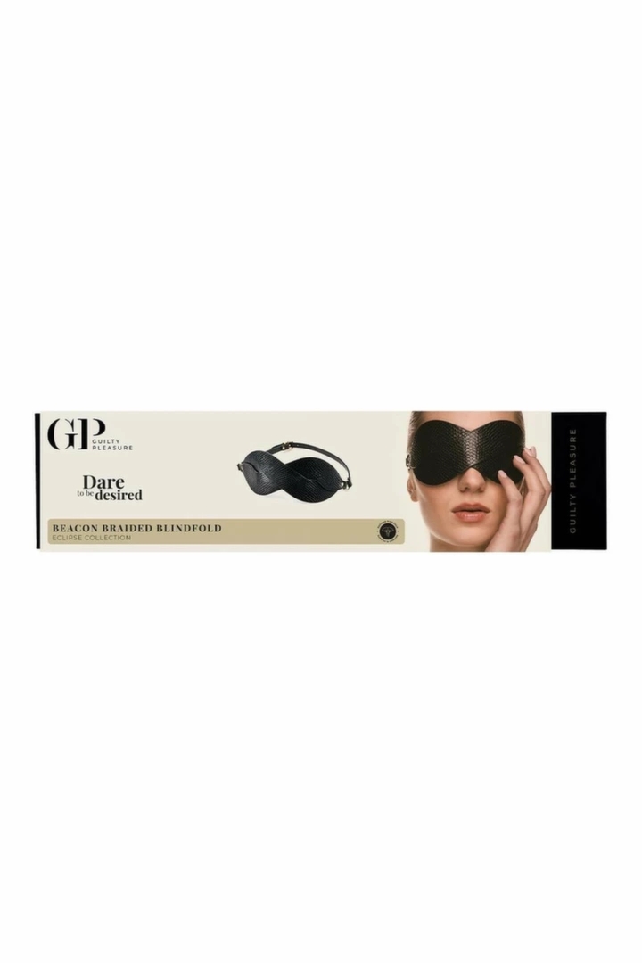 Guilty Pleasure Beacon Braided Blindfold opaska na oczy pleciona vegan, czarna, złote detale