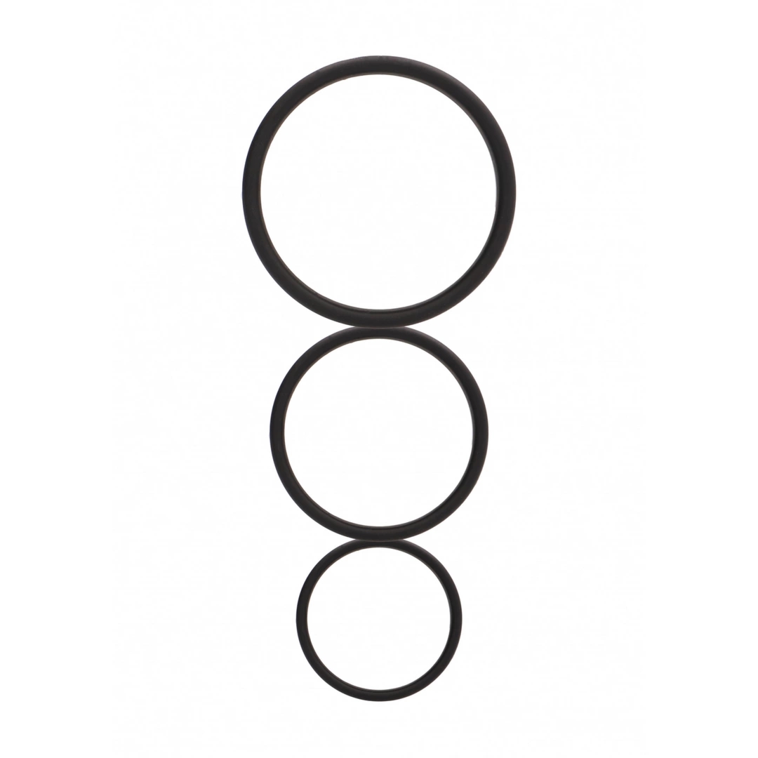 Shots Toys Flat Ring zestaw 3 płaskich pierścieni anatomicznych, elastyczne TPE czarne