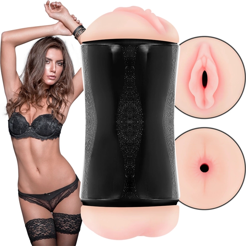 JAMYJOB Double Entry – anatomiczna maszyna intymna TPE 15 cm, podwójny system wejść z pokrywami